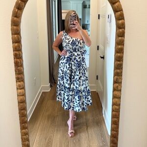Elegant Blue Floral Women's Dress